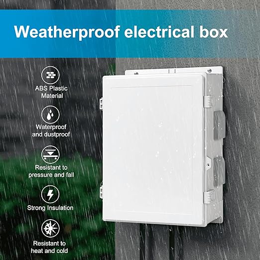 Outdoor Waterproof Electrical Junction Box, ABS Water Resistant Enclosure