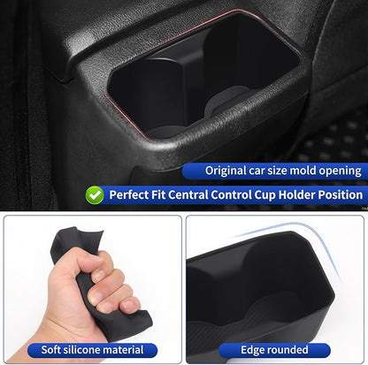 Armrest Box Rear Water Cup Mat Suitable for 2016-2023 Toyota Tacoma Rear Storage Silicone Case Interior Modification Accessories(Armrest Box Rear Water Cup Mat)