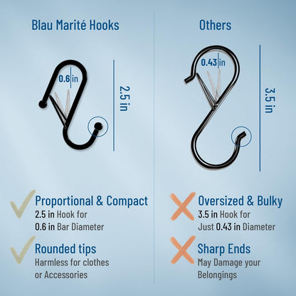 10-Pack Metal S Hooks for Hanging – Heavy-Duty S-Shaped Hooks with Safety Buckle – Fits Bars up to 0.6 In – Anti-Drop Hook for Kitchen, Pot Racks & Towel Bars – Gold (Small)