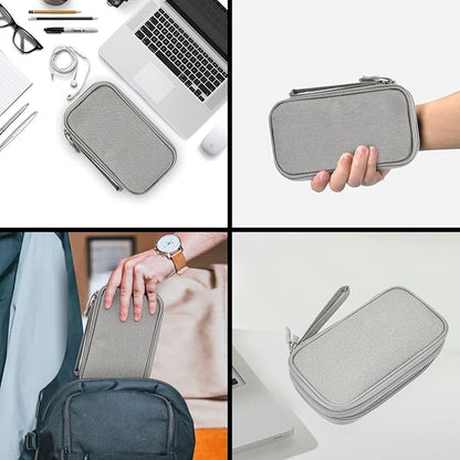 Electronic Organizer Bag, Waterproof Portable Electronic Organizer Travel Accessories Cable Bag Universal Cord Storage Case for CableCord Storage Double Layer - Gray, Large
