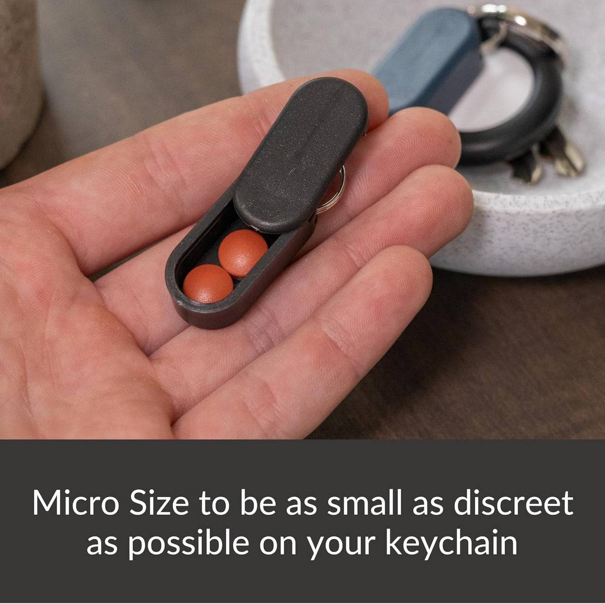 Magnetic Keychain Pill Holder - Compact, Durable, Lightweight with Sleek Minimalist Design - Secure, Discrete, Portable Pill Holder Keychain for Everyday Use (Sandstorm)