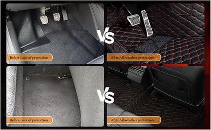 Yaruicar Custom Personalized Floor Mats for Cars Luxury Full Coverage All Car Floor Mats Anti-Slip Leather Car Mat Set Trucks & SUVs Trucks Automotive Floor Mats Liners (Beige Black)