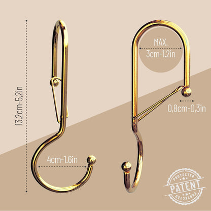 6 Purse Hanger for Closet. Tote Hanger. S-Shaped Hooks S Hooks Twist Design. Anti Drop S-Shaped Hook for Hanging Handbags with Safety Buckle to Prevent Falls. Heavy Duty. (Gold, Twisted)