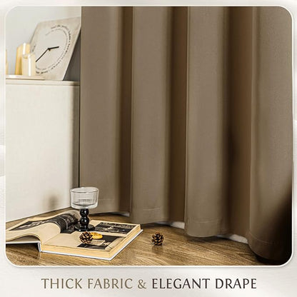 Beauoop 100% Blackout Curtains 63 Inch Long 2 Panels