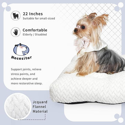 Dog Bed for Small Dogs Crate Washable 22 inch Dog Mats for Sleeping,Up to 15 lbs Soft and Fluffy White S