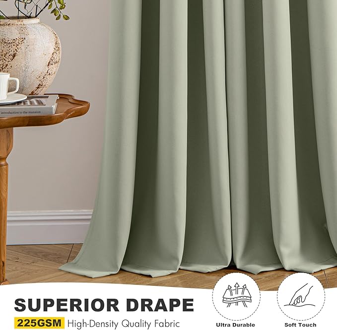 MIULEE Sage Green Blackout Curtains