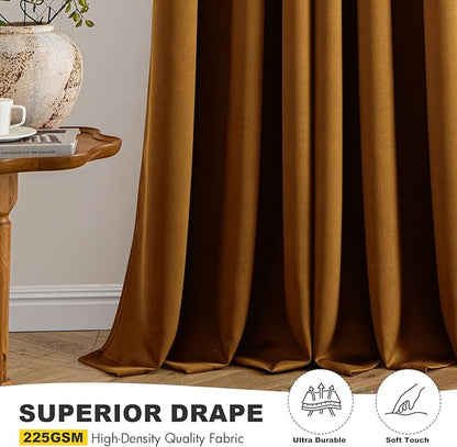 MIULEE Gold Brown Blackout Curtains
