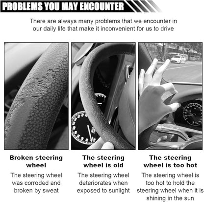 Car Steering Wheel Cover Sun Shade, Anti-Heat Steering Wheel Protector, Universal 18 Inch Auto Steering Wheel Sun Block Cover, Steering Wheel Shield Accessories for Most Car Truck SUV (Black)