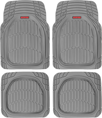 Motor Trend Front Floor Mats FlexTough Tortoise - Heavy Duty Rubber Floor Mats for Car SUV Van & Truck - All Weather Protection - Deep Dish Mats
