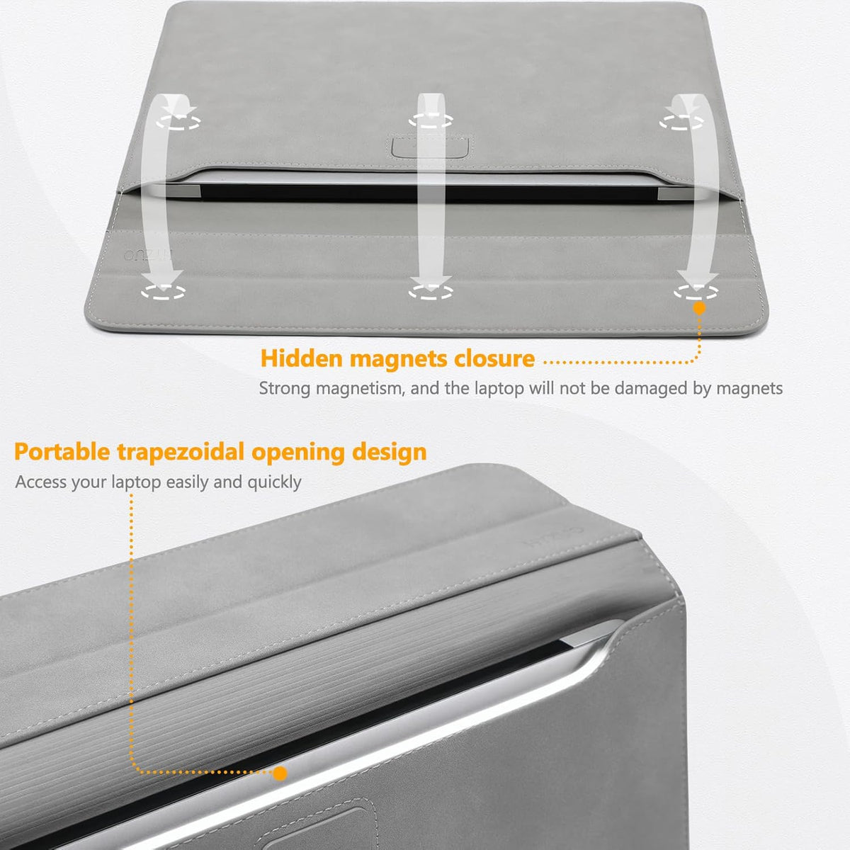 HYZUO 13.3-14 Inch Laptop Sleeve Case with Stand Feature for MacBook Pro 14 M5/M4/M3/M2/M1 2026-2021, MacBook Pro/Air 13.3, 13.5" 13.8" Surface Laptop, HP Spectre X360 13/14, Light Gray