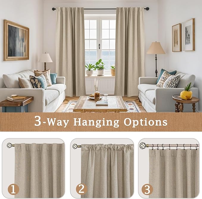 LAMIT Linen Full Blackout Window Curtains