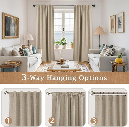 LAMIT Linen Full Blackout Window Curtains