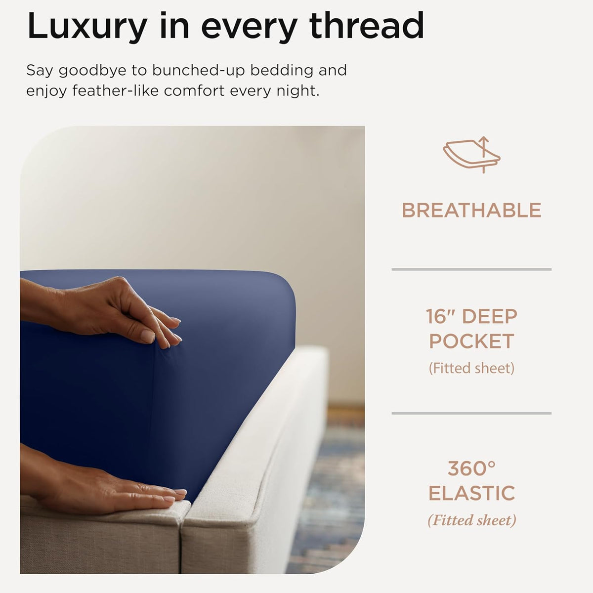 Threadmill Twin Sheet Set |656 Thread Count 100% Supima Cotton Sheets for Twin Mattress |Solid Sateen Twin Bed Sheets Set | 16” Deep Pocket | Soft Breathable 3-Piece Cooling Sheet Set | Folkstone Blue