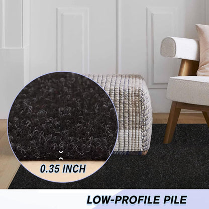 Custom Size Backed Non-Slip Area Rugs Runner, Easy Clean, Waterproof Runner Rugs for Hallway Entryway, Kitchen, Laundry, 3FT x 45FT, Black