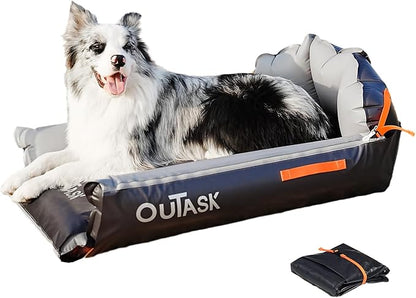 outask Inflatable Outdoor Dog Bed Waterproof,Portable Camping Cot for Large Dogs,Cooling Pet Bed with TPU Fabric Chew Proof Crate Bed Washable (Large)