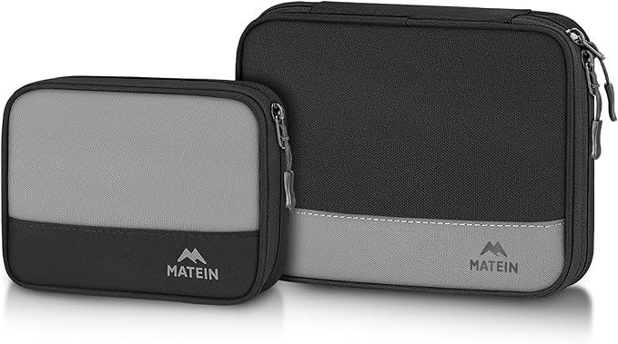 MATEIN Cord Organizer Travel Case 2 Pack, Water Resistant Tech Organizer Pouch for Small Electronic Accessories, Portable Electronics Case Carrying Bag for Cable, Changer, Earphone & Power Bank