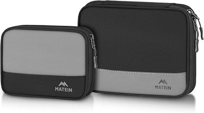 MATEIN Cord Organizer Travel Case 2 Pack, Water Resistant Tech Organizer Pouch for Small Electronic Accessories, Portable Electronics Case Carrying Bag for Cable, Changer, Earphone & Power Bank