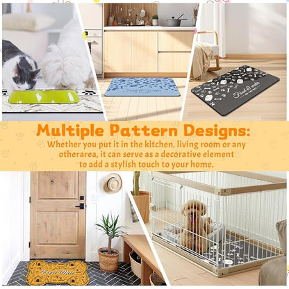 Pet Feeding Mat - Absorbent Dog Food Mat for Floors Waterproof，Dog Cat Placemat Mat for Food and Water Bowls - No Stains No Sliding Quick Dry Water Eating Dish Mat