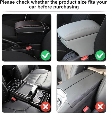 Car Armrest Storage Box for Cadillac XT4 2018–2025 2020 2021 2022 2023 2024, Sport-Style Center Console Organizer with Side Pocket, PU Leather Armrest Cushion, Elbow Support Pad,A Black