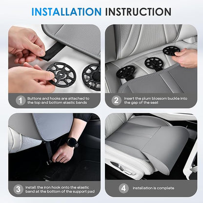 FLORICH Car Seat Extender Leg Support Cushion for Driver Seats Office Chair, Leather Memory Foam Widened seat Cushion for Long Drivers Universal Car Seat Cushion Legs Rest Pads-Grey