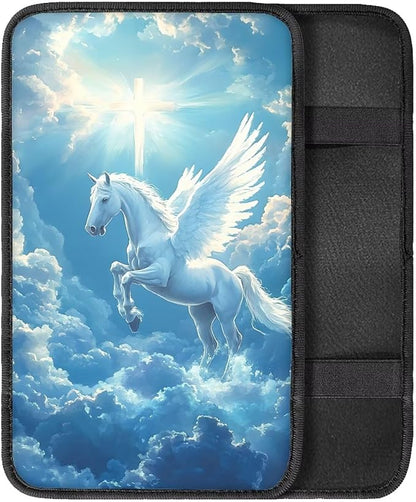 Horse Cross Armrest Cover Pad Soft Car Center Console Armrest Cushion Cover for Vehicle SUV Truck Car Auto Accessory