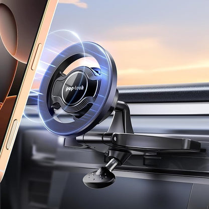 pop-tech for MagSafe CD Slot Car Phone Holder, [Built-in Steel Plate] Universal Magnetic CD Player Cell Phone Mount, Adjustable Magnet CD Cellphone Cradle Fit for iPhone All Smartphones