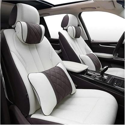 Car seat headrest Leather Car Fit for Seat Rest Cushion Headrest Car Neck Pillow Fit for BMW (Color : Black)