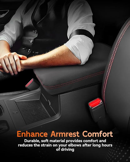 CDEFG for Nissan Frontier 2022-2025 2026 Center Console Cover Armrest Box Cover for Frontier (S, SV, SL, Pro-X, Pro-4X) Accessories Console Arm Rest Protector Red Line