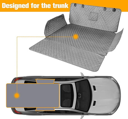 PETICON SUV Cargo Liner for Dogs, Waterproof Pet Cargo Cover Dog Seat Mat for SUVs Sedans Vans with Bumper Flap Protector, Non-Slip, Large Size Universal Fit, Gray