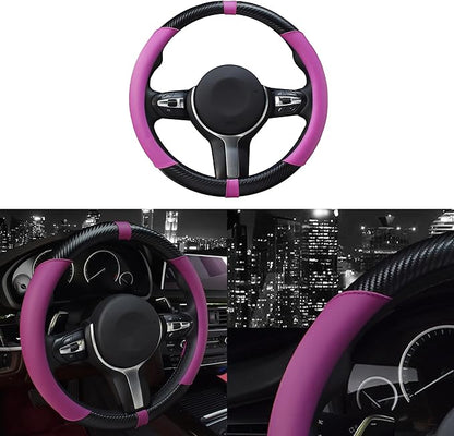 Car Steering Wheel Cover, 15Inch Universal Breathable Car Steering Wheel Protector, Anti-Slip Soft Car Decor for Men Women, Automotive Interior Accessories Fit Vehicle SUV Truck RV (Purple)