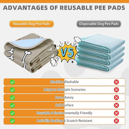 KOOLTAIL Washable Pee Pads for Dogs, 2 Packs Super Absorbent Leakproof & Non-Slip Dog Pee Pad Extra Large, Reusable Puppy Training Pads Waterproof, Pet Mat Rug for Whelping,Floor,Crate,Cats, 36"x41"