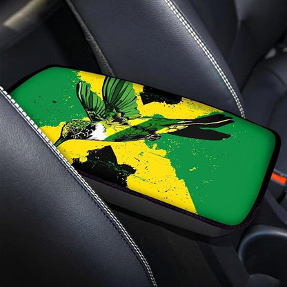 Armrest Cover Auto Center Armrest Mat Soft Car Console Pad, Jamaica Flag Hummingbird Auto Center Console Cover for Most Car Decoration