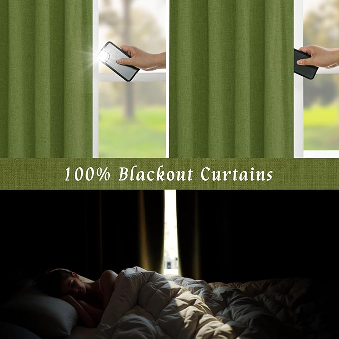 LAMIT 100% Blackout Linen Curtains