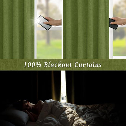 LAMIT 100% Blackout Linen Curtains