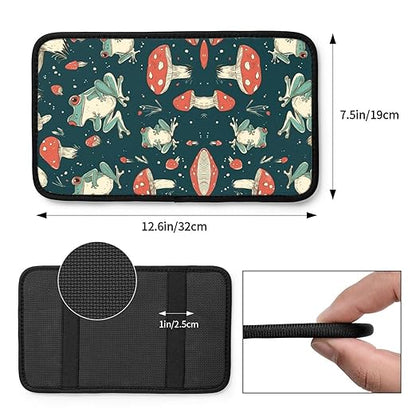 Cute Cartoon Frogs Car Auto Armrest Cushion Cover Accessories Center Console Seat Box Pad Protector Universal Decoration for Most Vehicle SUV Truck