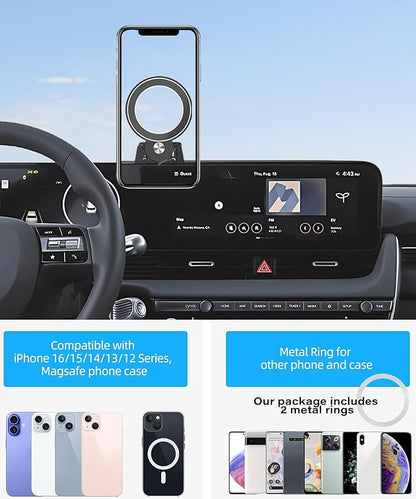 Car Phone Holder for 2022 2023 2024 2025 Hyundai loniq 5 Accessories Apply to 12.3 Inch Touch Screen Fixed Clip Magnetic Cell Phone Mount Hands-Free 360 Degree Rotation
