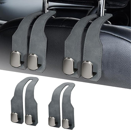 Car Seat Headrest Hooks for Purses and Bags, 2 Pack Bag Purse Holder for Car With Double Metal Hooks, Car Purse Hanger, Headrest Back Seat Handbags Hook Cute Hanging Accessories, Grey