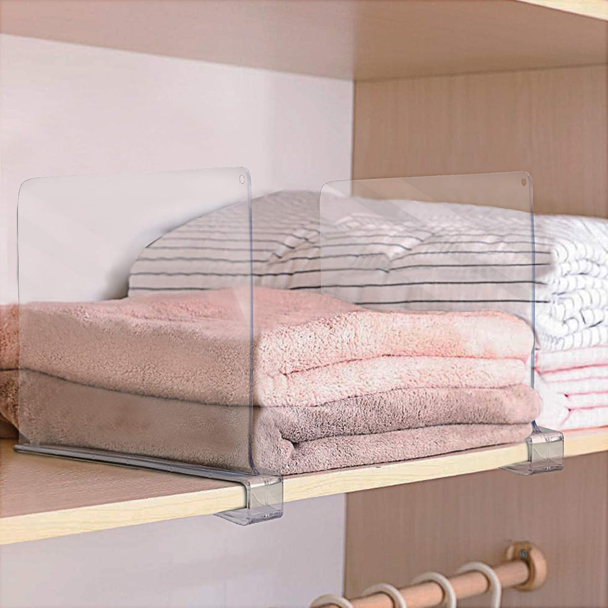 Sorbus 4 Acrylic Shelf Dividers for Shelves, Great Organizer for Clothes, Linens, Purse Separators, Versatile for Closets, Kitchen Cabinets, Bedroom (4-Pack)