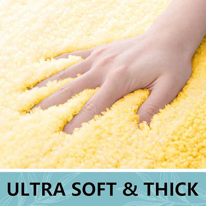 Arotive Microfiber Bathroom Rugs, Shaggy Soft and Absorbent Bath Rug, Non-Slip, Thick Plush Machine Washable Dry Bath Mats for Bathroom, Tub and Shower, 59x24, Yellow, Rectangular