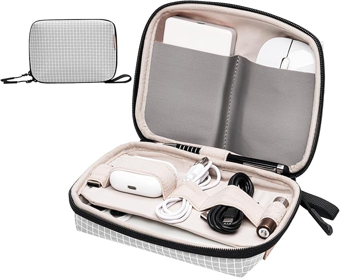 SIMTOP Electronics Organizer Cord Organizer Travel, Small Tech Bag for Cords, Chargers, Power Bank, Earbuds – Portable Cable Pouch for Office, Business Trip, Commute – Water & Scratch-Resistant