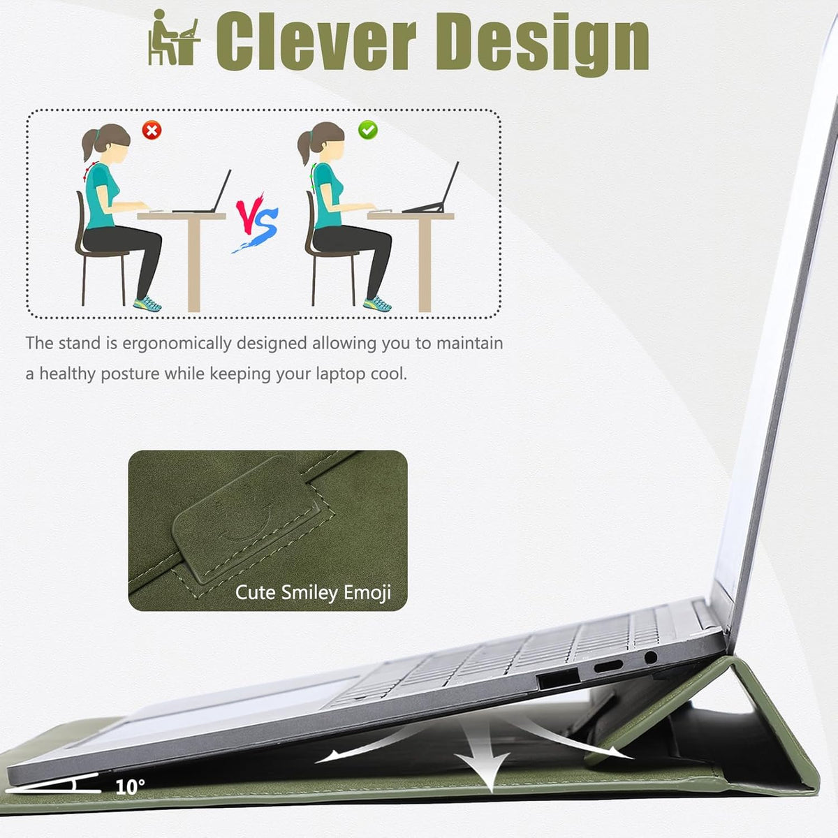 HYZUO 15-16 Inch Laptop Sleeve Case with Stand Feature for MacBook Pro 16 M4/M3/M2/M1 Pro/Max 2025-2019, XPS 15, MacBook Pro 15 2015-2012, Samsung Galaxy Book Flex/Pro 15, Olive Green