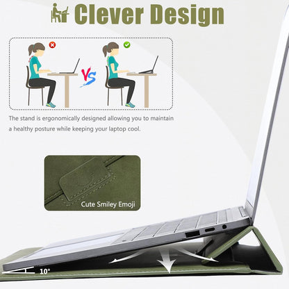 HYZUO 15-16 Inch Laptop Sleeve Case with Stand Feature for MacBook Pro 16 M4/M3/M2/M1 Pro/Max 2025-2019, XPS 15, MacBook Pro 15 2015-2012, Samsung Galaxy Book Flex/Pro 15, Olive Green