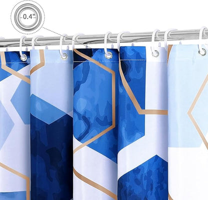 Litabel Modern Small Stall Shower Curtain for Bathroom, Royal Blue Geometric Art Decor Waterproof Bath Curtain, Abstract Fabric Shower Curtain Sets for Home Decor, 36" W x 72" L Inch