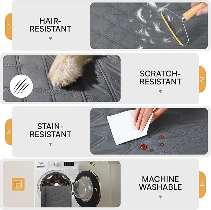 Luciphia 100% Waterproof Couch Cover Blanket for Dogs Anti-Slip Pet Couch Protector Sofa Mat Puppy Cat with Non-Slip Bottom, Grey, 30x70 Inch