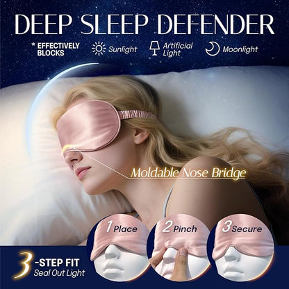 OLESILK Silk Sleep Mask, 100% Mulberry Silk Eye Mask for Sleeping, Double Layer Filling and Elastic Strap, Travel and Nap, Soft Eye Cover Eyeshade with Luxury Bag and Ear Plugs, Pink