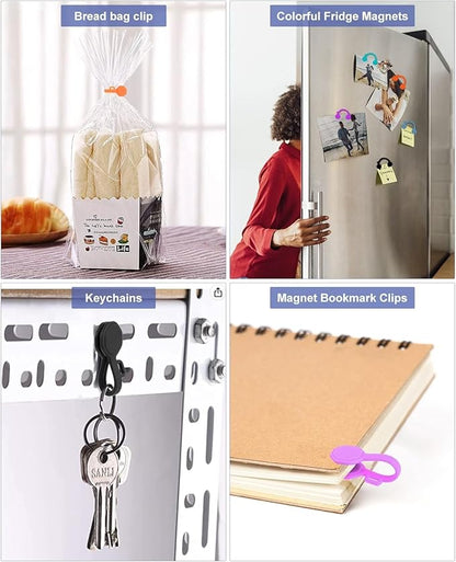 12 PCS Silicone Magnetic Cable Ties, Cable Clips Cord Organizer [1S] Management cable Cords, Reusable Magnet Cable Organizer, Phone Cord Holder for Organizing, Bookmark Whiteboard Fridge Magnets etc