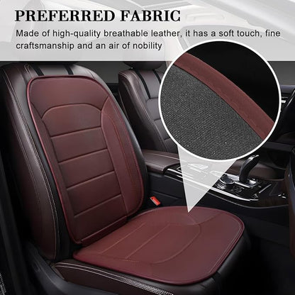 Car Seat Cushion, Leather Soft Breathable Non-Slip Vehicle Front Driver Seat Cover Pad, Comfortable Auto Interior Chair Protector Cushion, Universal for Truck SUV Sedan (Coffee)