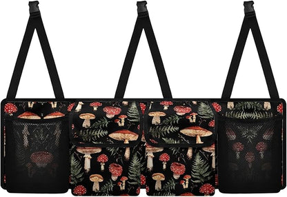 Mushroom Back Trunk Seat Organizer for SUV, Sedan, Van, Oxford Cloth, Equipped with Robust Elastic Net, Hanging Car Storage Organizer with Lids, Easy to Clean & Install In All Vehicles