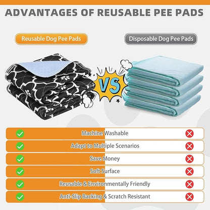 KOOLTAIL Washable Pee Pads for Dogs, 2 Packs Super Absorbent Leakproof & Non-Slip Dog Pee Pad Extra Large, Reusable Puppy Training Pads Waterproof, Pet Mat Rug for Whelping,Floor,Crate,Cats, 36"x41"