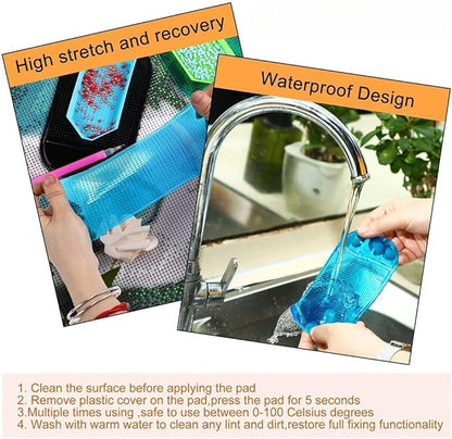 5PCS Extra-Strong Anti-Slip Pad Car Dashboard Sticky Pad Removable Silicone Gel Mat Washable Multi-Purpose PU Gel for Cell Phone Tablet (Blue)